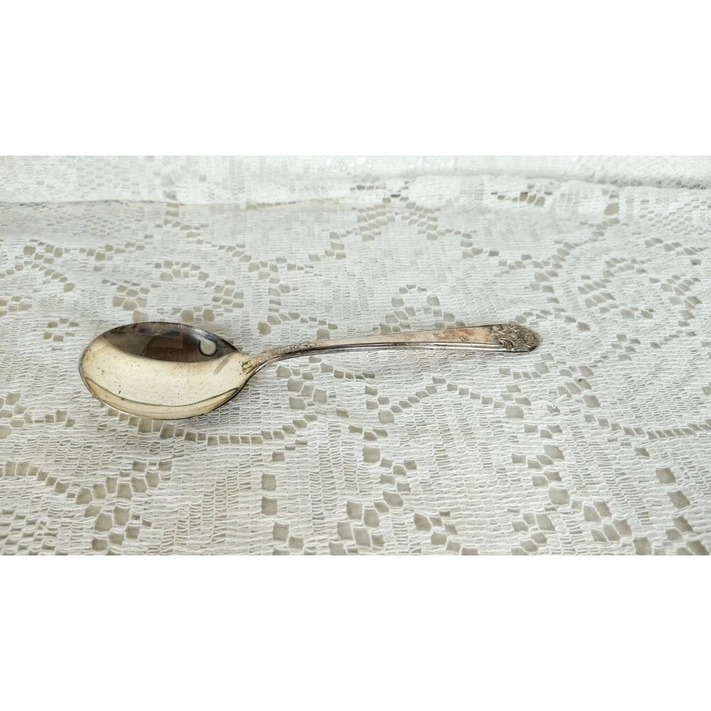 Vintage International Silver Melody 1954 Silverplate Soup Spoon Floral needs...